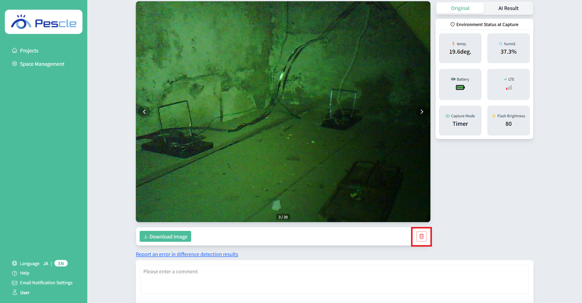 Delete image button