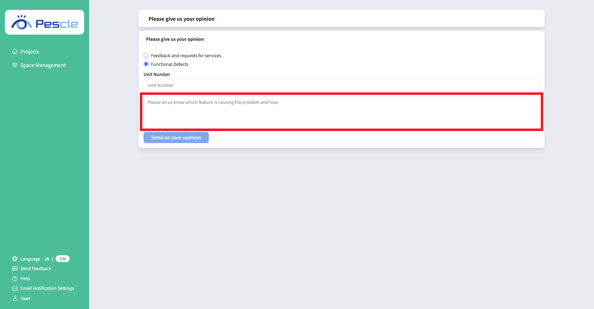 Enter Feedback Message