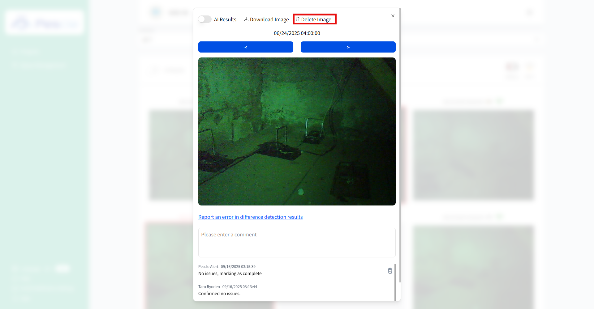Camera Image Detail Screen