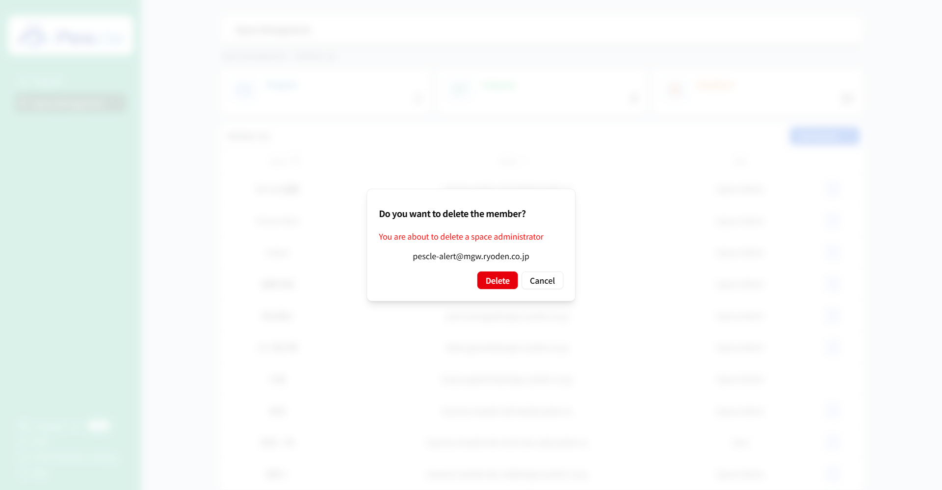 Member Deletion Confirmation Dialog
