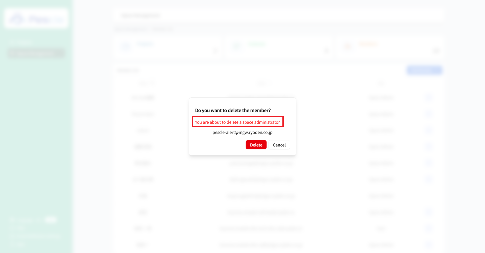 Member Deletion Confirmation Dialog