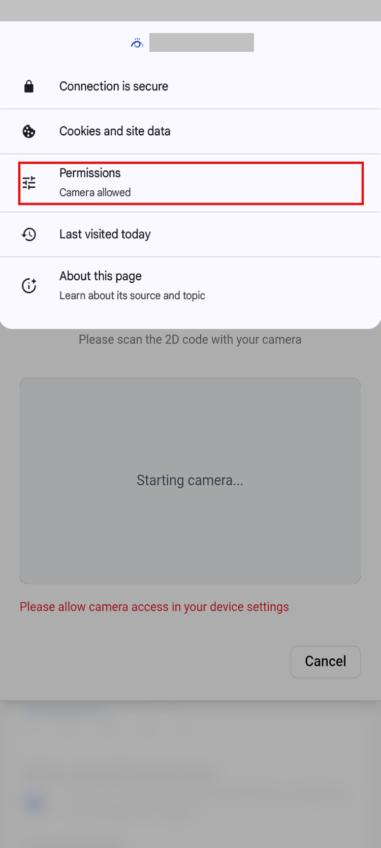 Android Chrome Camera Permission Settings