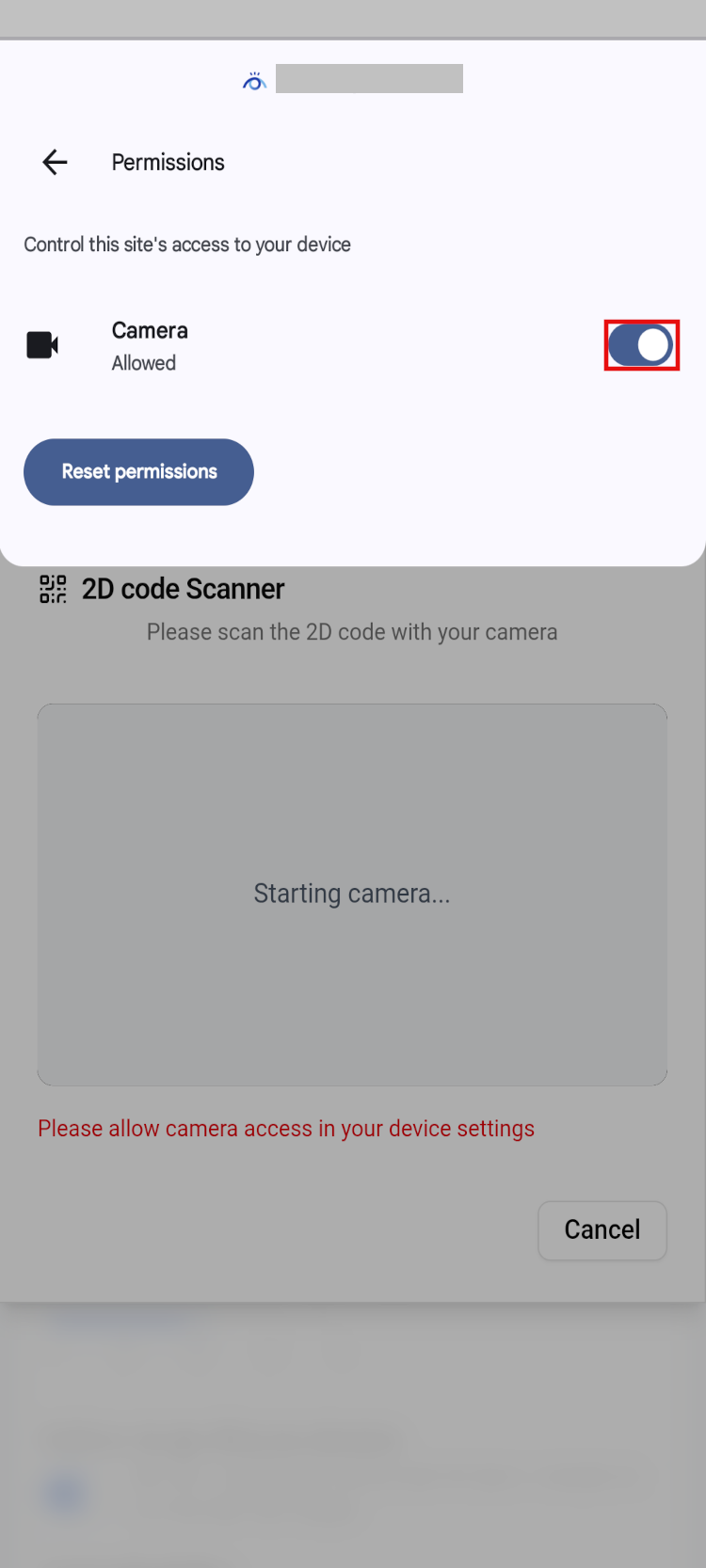 Android Chrome Camera Permission Settings